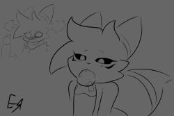 1boy1girl animal_ears animated anniki_vee artist_signature black_and_white black_sclera blowjob blush disembodied_penis ehtma_reiner female_focus loop looping_animation male/female offscreen_male oral oral_sex sex sucking_penis surprised tagme tail tail_wagging video