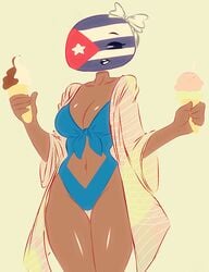 absurd_res countryhumans countryhumans_girl cuba cuba_(countryhumans) cuban_flag flawsy ice_cream straight tagme