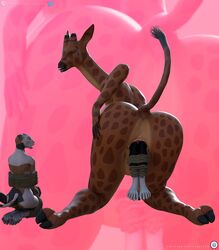 anthro ass big_butt bondage bound domestic_cat felid feline felis female female/female giraffe giraffid group hi_res huge_butt larger_female loneclaw mammal sigrid_(loneclaw) size_difference smaller_female thick_thighs unbirthing vaginal_penetration vore wide_hips yuri