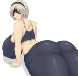 1girls 5_fingers android artistdex ass backboob bare_shoulders big_ass big_butt black_leggings blindfold bra breasts breasts_bigger_than_head butt clothed clothes clothing erect_nipples fat_ass female female_only fully_clothed grey_hair hairband hanging_breasts hidden_eyes hips huge_ass huge_breasts huge_butt humanoid hyper_ass hyper_butt hyper_thighs large_ass large_butt leggings lips looking_at_viewer lying massive_thighs nier:_automata nier_(series) nipple_bulge nipples no_eyes pose posing shadow short_hair simple_background solo solo_female sports_bra sportswear thick thick_ass thick_thighs thighs thunder_thighs thundercats tight_clothing tight_pants voluptuous white_background wide_hips yoga_pants yorha_2b