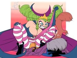 breasts bulge cleavage clothed draw-fiend duo female gertrude_(i_hate_fairyland) high_heels i_hate_fairyland male