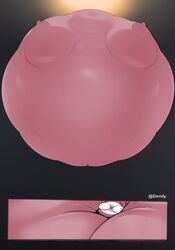 anthro big_breasts big_nipples blush breasts dendy._(artist) eyes_bulging female hi_res huge_breasts inflation lagomorph leporid mammal nipples pussy_slit rabbit simple_background solo spherical_inflation sunken_head sunken_limbs