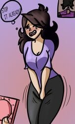 big_breasts blush busty cleavage clothing embarrassed femsub forced forced_orgasm humiliation jaiden jaiden_animations jaidenanimations one_eye_closed pubic_hair remote_control_vibrator somebodyendme18 tears vibrator wet_panties wet_pussy wide_hips youtube