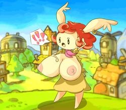 ! animal_humanoid breast_expansion breasts chinigan clothing drawn_to_life dress ear_piercing expansion female fur hair hi_res humanoid lagomorph lagomorph_humanoid leporid leporid_humanoid mammal mammal_humanoid mari_(drawn_to_life) nipples orange_hair piercing rabbit rabbit_humanoid raposa ribbons shocked solo tan_body tan_fur torn_clothing