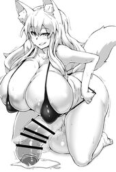 1futa animal_ears animal_humanoid areola areola_slip ass balls big_balls big_breasts big_butt big_penis bikini biped bodily_fluids breasts censored cleavage clothed clothing curvy_figure fate/extra_ccc fate/grand_order fate_(series) foreskin fox_ears fox_girl fox_tail futa_only futanari genital_fluids genitals glistening glistening_genitalia glistening_penis greyscale grin hair half-erect hi_res huge_balls huge_breasts huge_cock humanoid humanoid_genitalia humanoid_hands humanoid_penis ineffective_clothing inner_ear_fluff intersex kanon_(148bpm) kemonomimi kneeling light_skin long_hair looking_at_viewer mammal mammal_humanoid monochrome nipple_outline partially_retracted_foreskin penis precum precum_pool simple_background skimpy smile solo solo_futa steam suzuka_gozen_(fate) sweat swimwear thick_thighs tuft uncut voluptuous white_background wide_hips