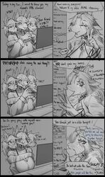 anthro big_breasts blush breasts canid canid_demon canine cerberus cleavage clothed clothing comic computer demon dialogue english_text european_mythology fellatio female furry greek_mythology hellhound hi_res horizontal_pupils male male/female mammal monochrome multi_head mythological_canine mythological_creature mythology oral original original_character original_characters penile penis pentagram pupils sex sincrescent stream_chat streaming text tongue tongue_out