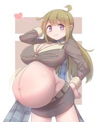 1111122 1girls areolae big_breasts breasts dadouko erect_nipples female female_only huge_belly large_breasts looking_at_viewer nipples pregnant ready_to_pop solo