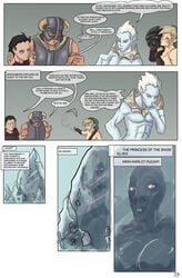 abs blonde_hair blue_eyes blue_skin boomerang brown_hair comic dialogue dovahkiin english english_text frozen helmet knight-paladin_gelebor link markydaysaid muscular_male nord skyrim the_elder_scrolls the_legend_of_zelda white_hair