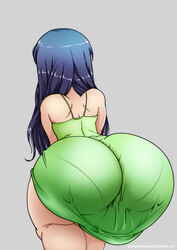 07th_expansion ass back back_view big_ass blue_hair bubble_butt furude_rika green_dress higurashi_no_naku_koro_ni shimetta_masuta shoulders thick_thighs thighs unaware