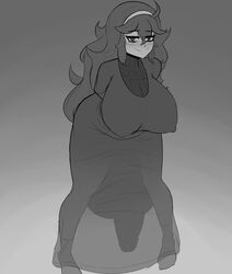 1futa balls bent_over blush breasts clothed clothing club_shaped_penis dickgirl dress erect_nipples erection fibilis front_view fully_clothed futa_only futanari half-closed_eyes hex_maniac huge_balls huge_breasts huge_cock huge_testicles human hyper hyper_balls hyper_penis intersex large_breasts looking_at_viewer monochrome nipple_bulge nipples penis pokemon pokemon_xy see-through see-through_silhouette smug solo testicles