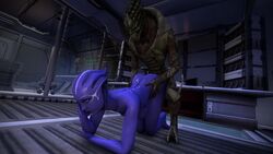 1boy 1girls 3d alien alien_girl animated asari barefoot blue_skin dela_raisaris doggy_style interspecies male/female mass_effect no_sound on_floor purple_skin rocketcat15 tagme turian video