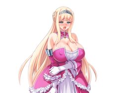 1girls big_breasts blonde_hair breasts clothing dress elisabeth_von_elstein game_cg huge_breasts milf neromashin oujo_&_onna_kishi_w_dogehin_roshutsu_~chijoku_no_misemono_dorei~ royalty tiara