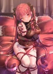 akasaai garter_belt hololive hololive_fantasy hololive_japan houshou_marine red_hair ribbon virtual_youtuber