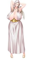 1girls blonde_hair blue_eyes clothing female game_cg huge_breasts kyonyuu_princess_saimin looking_at_viewer lune mature_female milf mother necklace plump queen royalty shiny_skin tamanna_crusch