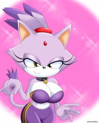 big_breasts blaze_the_cat breasts cat_ears cat_tail chaosknight_1 eyes feline looking_at_viewer pink_background purple_body seductive seductive_eyes seductive_look seductive_smile sega sonic_(series) sonic_the_hedgehog_(series) video_games yellow