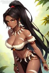 1girl 1girls ai_generated ainime black_hair black_hair_female dark-skinned_female dark_skin female hi_res high_res high_resolution highres league_of_legends more_at_source nidalee ponytail ponytail_female riot_games skimpy skimpy_clothes skimpy_costume skimpy_outfit solo solo_female strapless strapless_top strapless_topwear tribal_markings tribal_tattoo tribal_tattoos tube_top yellow_eyes yellow_eyes_female