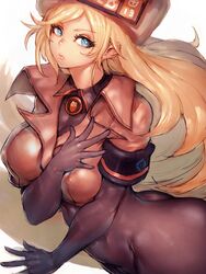 1girls ass big_ass big_breasts breasts cleavage female female_only fumio_(rsqkr) guilty_gear guilty_gear_strive large_breasts looking_at_viewer millia_rage nipple_bulge solo thick_thighs wide_hips