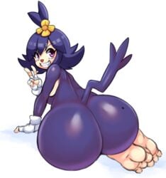 1girls aged_up animaniacs animaniacs_(2020) anime-aniacs anime_dot anthro ass ass_focus big_ass bottom_heavy breasts dat_ass dot_warner fat_ass feet fingerless_gloves flower flower_in_hair gloves huge_ass large_ass looking_back massive_ass matospectoru mole_on_ass nude peace_sign purple_body purple_eyes purple_hair tail thick_ass v voluptuous warner_brothers white_background