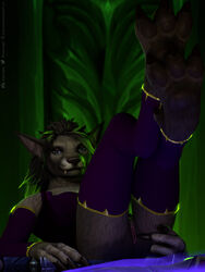3:4 3d absurd_res anthro ass barefoot blizzard_entertainment canid canine claws clothing fangs female fur genitals hair hi_res hindpaw legwear looking_at_viewer lying mammal mane nude pawpads paws pinup pose presenting presenting_pussy pussy solo text thatworgen thigh_highs toes url video_games warcraft were werecanid werecanine werewolf worgen world_of_warcraft