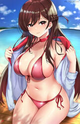 1girls beach big_breasts choker curvy cyi cyicheng female female_focus female_only kanojo_okarishimasu large_breasts long_hair mizuhara_chizuru outside public solo tagme_(artist) voluptuous