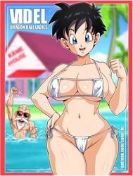 1boy 1girls alternate_version_available artist_name bangs beach belly belly_button big_breasts big_eyes bikini black_hair blue_eyes border breasts cameltoe character_name cleavage cleft_of_venus curvaceous curvy curvy_figure dragon_ball dragon_ball_fighterz dragon_ball_super dragon_ball_z erect_nipples erect_nipples_under_clothes eyebrows_visible_through_hair eyepatch_bikini female female_focus groin hand_on_hip hi_res high_resolution highleg highleg_bikini highleg_swimsuit highres hourglass_figure house huge_breasts kame_house labia large_breasts light-skinned_female light_skin looking_at_viewer master_roshi micro_bikini midriff navel nipple_bulge nipples nipples_bulge nipples_visible_through_clothing open-mouth_smile open_mouth partially_visible_vulva patreon_username posing red_border sano-br shiny shiny_skin short_hair shounen_jump side-tie_bikini sideboob slim slim_waist small_mouth small_nose smile smooth_skin spiky_hair standing string_bikini swimsuit thick_thighs thighhighs thighs thin_waist thong thong_bikini underboob videl water wide_eyed wide_hips