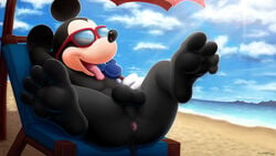 16:9 4_toes anthro anus ass balls barefoot beach chair clothing cloud day disney eyewear feet food foot_focus furniture genitals gloves handwear hi_res humanoid_feet licking male male_only mammal mickey_mouse mostly_nude mouse murid murine popsicle rodent sand seaside soles solo sunglasses toes tongue tongue_out water widescreen ximorexx