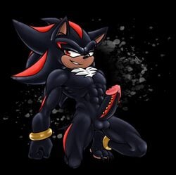 abs anthro balls barefoot bodily_fluids claws eyelashes genital_fluids genital_piercing genitals male male_only muscular muscular_anthro muscular_male noctobi nude pawpads penis penis_piercing piercing precum shadow_the_hedgehog solo sonic_(series) sonic_the_hedgehog_(series) toe_claws