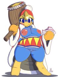 2019 alpha_channel anthro avian beak belly bird bottomless breasts clothed clothing female front_view full-length_portrait genitals hammer hat headgear headwear hi_res holding_hammer holding_object holding_weapon king_dedede kirby_(series) licking licking_lips licking_own_lips meatboom mtf_crossgender nintendo nipples non-mammal_breasts overweight overweight_anthro overweight_female penguin portrait pussy rule_63 self_lick simple_background solo standing tongue tongue_out tools transparent_background video_games weapon