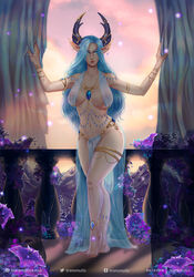 1girls 2020 anklet annigosa belly belly_dancer belly_dancer_outfit blue_eyes blue_hair bocas_top dancer dancer_outfit dragon ear_piercing elf elf_ears female harem_girl harem_outfit horns jewelry jewelry_between_breasts large_breasts loincloth long_hair lots_of_jewelry nipples_visible_through_clothing pointy_ears revealing_clothes see-through_clothing transmutis voluptuous warcraft white_skin world_of_warcraft