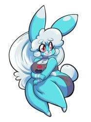 2017 anthro bbw belly big_breasts blue_body blue_fur bra breasts buckteeth bunny byuni chubby chubby_female cleavage clothed clothing cute digital_drawing_(artwork) digital_media_(artwork) exposed_stomach eyelashes female fur furry furry_only gamer_girl hair happy lagomorph long_ears long_hair mammal pixels_bunni pyanny-yan rabbit sitting slightly_chubby smile solo stomach teeth thick_thighs white_hair wide_hips