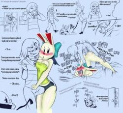 after_sex ass bandana bed blush bondage bound breasts bulge bunbun_npc_(undertale) cinnamon_(undertale) comic door edit edited feline female femsub frisk frisky_(under(her)tail) grope hanon(editor) huge_cock lagomorph male maledom mammal monochrome rabbit ribbons sex sex_toy short_pants slave smile spanish_text spreading straight submission submissive thewill under(her)tail undertale undertale_fanfiction vibrator