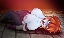 bad_end big_breasts bite_mark bite_marks clothing corruption crimson_veil freckles mila_(crimson_veil) mind_break mkrudesign monster monster_girl red_hair thick_thighs transformation undead vampire vampire_hunter