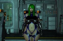 big_ass big_breasts exposed_belly green_hair latex_gloves latex_suit looking_at_viewer oc tagme thick_thighs wide_hips ylandra ylandrax