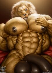 2020 abs anthro balls barazoku big_balls big_muscles big_penis detailed felid flaccid genitals hand_on_chest hi_res huge_muscles huge_pecs humanoid_genitalia humanoid_penis jugg4 licking licking_lips licking_own_lips lion looking_at_viewer lying male male_only mammal mane muscular muscular_anthro muscular_male navel nipples nude obliques on_back one_eye_closed pantherine pecs penis realistic self_lick solo tongue tongue_out vein veiny_muscles wink