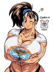 black_widow_(muscle_bomber) breasts capcom doboshiru huge_breasts large_breasts muscle_bomber muscular_female ponytail side_ponytail slam_masters