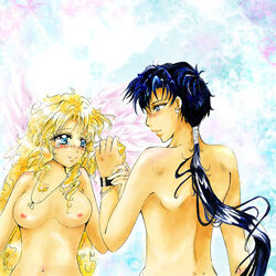 1boy 1girls bishoujo_senshi_sailor_moon black_hair blonde_hair blue_eyes breasts cheezuxx female male nipples nude romantic seiya_kou small_breasts smooth_skin tagme usagi_tsukino