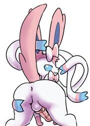 absurd_res anus ass balls eeveelution femboy feral fluorite genitals hi_res knot looking_at_viewer male male_only male_sylveon nintendo pokémon_(species) pokemon presenting presenting_hindquarters ribbons simple_background solo solo_focus solo_male spread_butt spreading sylveon video_games white_background