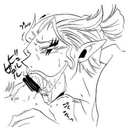 2boys blush cefca_(artist) censored cum cum_in_mouth earrings elf facial_markings fellatio final_fantasy final_fantasy_vi gay hair kefka_palazzo lowres makeup male monochrome oral orgasm penis pointy_ears ponytail pubic_hair short_hair simple_background sketch swallowing sweat text tied_hair translation_request yaoi