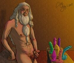 1boy 2009 albus_dumbledore artist_signature balls ballsack beard clay dildo dildo_collection erection facial_hair harry_potter human long_beard long_hair_male male male_nipples male_only male_pubic_hair manly mature mature_male multiple_dildos mustache nude_male older_male penis scrotum solo teacher testicles white_hair