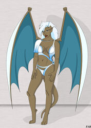 1girls brown-skinned_female brown_skin delilah_(gargoyles) disney fab fab3716 female female_only gargoyles humanoid solo solo_female tagme underwear white_hair winged_humanoid