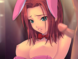 bowtie breasts bunny_ear code_geass female green_eyes kallen_stadtfeld male nipples penis red_hair short_hair tagme