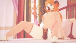 16:9 1futa 3d anthro balls balls_bigger_than_penis balls_tuft bed big_balls big_balls_small_penis bodily_fluids bovid caprine clothing cum cum_drip dripping feet flaccid foreskin freckles furniture furry futanari genital_fluids genitals goat hair hi_res horn intersex legwear looking_at_viewer mammal orange_hair penis precum pubes small_penis smile solo solo_futa stirrup_legwear stockings sweater topwear tuft uncircumcised uncut whinylamb widescreen