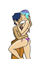 age_difference ass beach big_ass big_breasts bikini blue_hair breasts closed_eyes colored_hair ezra_bridger half-dressed inspector97 nude older_female sabine_wren short_hair sideboob simple_background star_wars star_wars_rebels teenager white_background younger_male