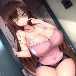 1girls answering_door ass bare_arms bare_legs bare_shoulders bare_thighs big_breasts big_hips big_thighs black_shorts blush booty_shorts bra breast_focus breast_jiggle breast_shake breasts brown_eyes brown_hair character_request clavicle cleavage clothed_female come_hither copyright_request covered_navel curvaceous curvy curvy_body curvy_female curvy_figure curvy_hips door doorway doskoinpo dutch_angle eyebrows_visible_through_hair eyelashes_visible_through_hair female female_focus female_only femdom finger_to_mouth half-closed_eyes hourglass_figure huge_ass huge_breast huge_breasts jiggle jiggling_breasts large_breasts large_hips large_thighs legs lingerie long_hair looking_at_viewer looking_pleasured low_quality massive_breasts midriff naughty_face navel navel_visible_through_clothes open_door original original_character pink_eyes pink_shirt presenting_breasts purple_eyes seducing seductive seductive_eyes seductive_gaze seductive_look seductive_smile sexually_suggestive shaking_breasts short_shorts shorts sideboob skin_tight smile smiling smiling_at_viewer smug_face solo solo_female solo_focus standing_in_doorway strap_slip suggestive_look tank_top taunting taut_clothes taut_shirt teasing thick_hips thick_thighs thigh_gap thighs thin_waist tight_clothes tight_clothing underwear voluptuous wide_hips wide_thighs