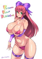 1girls amamiya_(abaros) bowtie choker emotionless emotionless_female female female_only grand_theft_auto grand_theft_auto_iv grand_theft_auto_v green_eyes indifferent large_breasts micro_bikini navel pink_hair princess_robot_bubblegum princess_robot_bubblegum_(character) solo thick_thighs thighhighs unamused unaware