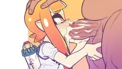 16:9 16:9_aspect_ratio 1boy 1girls background balls belly blowjob clothed_female_nude_male cum cum_drip cum_in_mouth cum_inside cum_inside_mouth edit edited fellatio female inkling inkling_girl kaikoinu kaori_(splatoon) nintendo oral oral_sex orange_eyes orange_hair overweight_male penis pointy_ears pseudo_hair size_difference smaller_female splatoon splatoon_(series) standing_fellatio tentacle_hair testicle_grab testicles tight_clothing variant variant_set veiny_penis