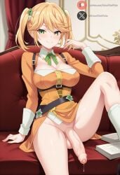 1futa ai_generated balls big_breasts big_penis blonde_hair blush clothed cock dickgirl flaccid futa_only futanari green_eyes huge_cock large_breasts light-skinned_futanari light_skin looking_at_viewer penis pigtails precum roxygtf sekai_saikō_no_ansatsusha_isekai_kizoku_ni_tensei_suru short_hair sitting solo tarte_(ansatsu_kizoku) the_worlds_finest_assassin_gets_reincarnated_in_another_world_as_an_aristocrat