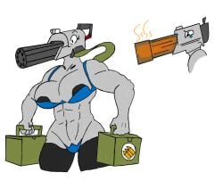 animate_inanimate anthro female living_gun living_machine minigun prurientpie tagme