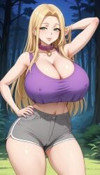 ai_generated beach blonde_hair booty_shorts cameltoe cleavage crop_top curvaceous curvaceous_female curvaceous_hips curvy curvy_figure dog_collar green_eyes gym_shorts hourglass_figure huge_breasts kuro_inazuma long_hair lustful_eyes lustful_gaze milf pajamas pink_dog_collar ready_to_fuck scantily_clad seductive seductive_expression seductive_eyes seductive_gaze seductive_look seductive_pose seductive_smile sleepwear straight_hair voluptuous voluptuous_body voluptuous_female wide_hips