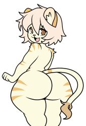 anthro ass big_butt bubble_butt felid feline finn_(itsjay) hair happy hi_res jutsapostion lion male mammal nervous nude pantherine presenting short_hair short_stack solo thick_thighs